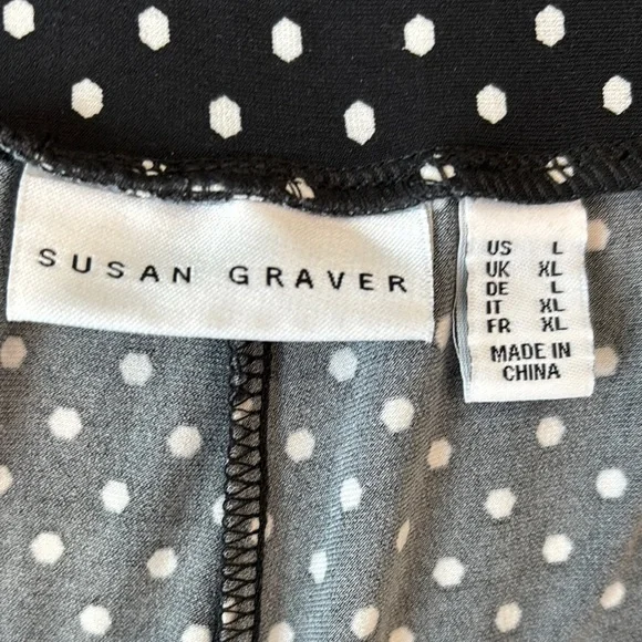 Susan Graver Black and White Polka Dot Wide Leg Pants - Picture 2 of 5